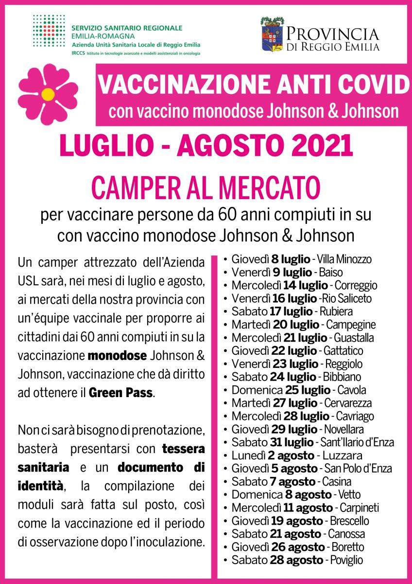 Tutti gli appuntamenti vaccinali ai mercati